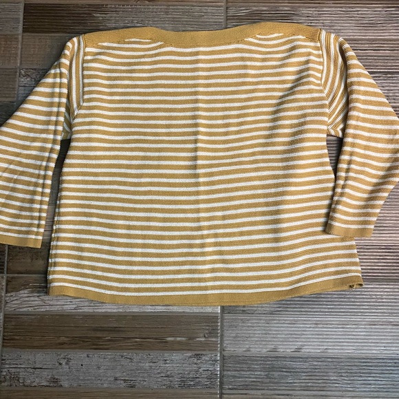 Croft & Barrow Mustard and White Striped Sweater - Picture 2 of 5